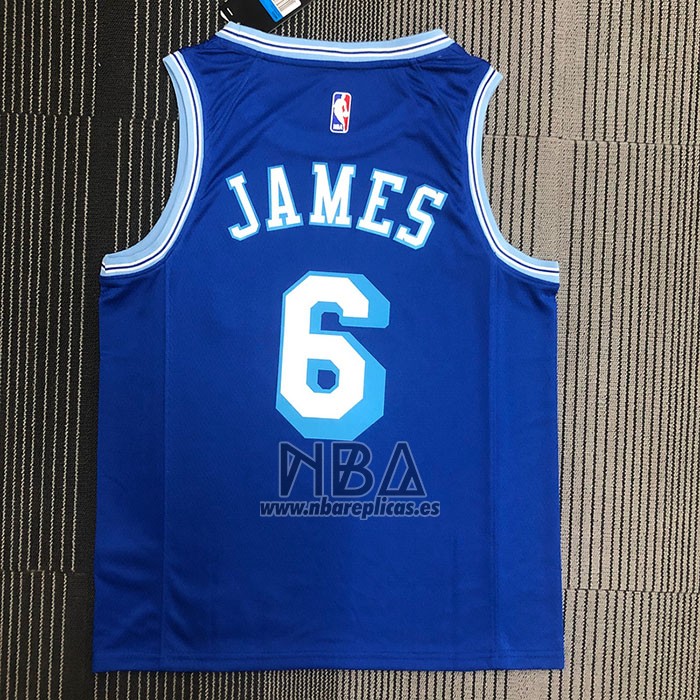 Camiseta Los Angeles Lakers LeBron James NO 6 Hardwood Classic 2021-22 Azul